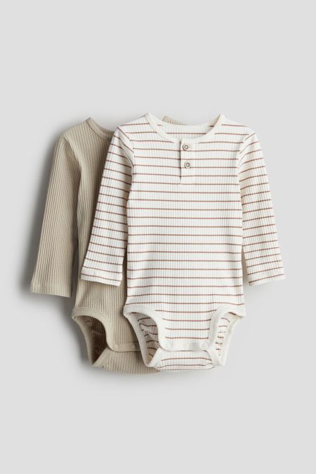 H & M - Set van 2 henleyrompers - Beige