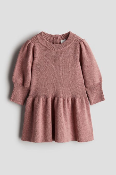 H & M - Fijngebreide katoenen jurk - Roze