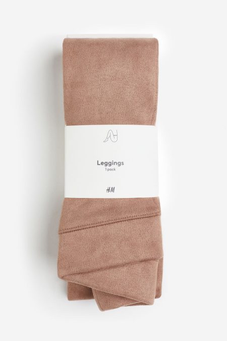 H & M - Geruwde legging met naad - Beige