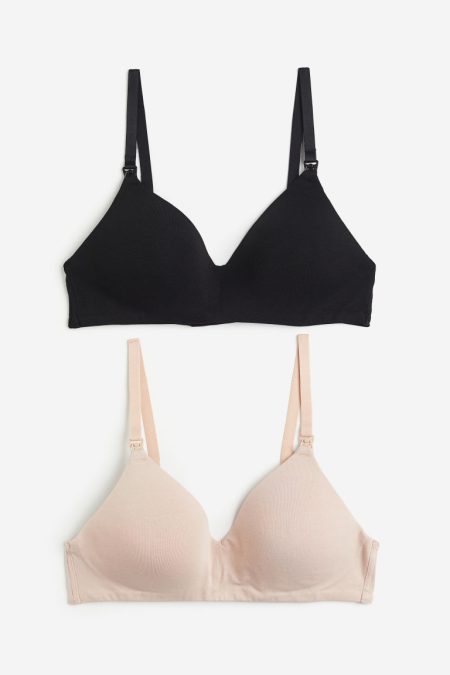 H & M - MAMA Set van 2 padded voedings-bh's van katoen - Zwart