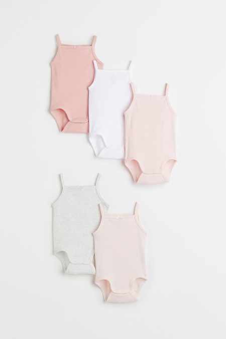 H & M - Set van 5 katoenen rompers - Roze