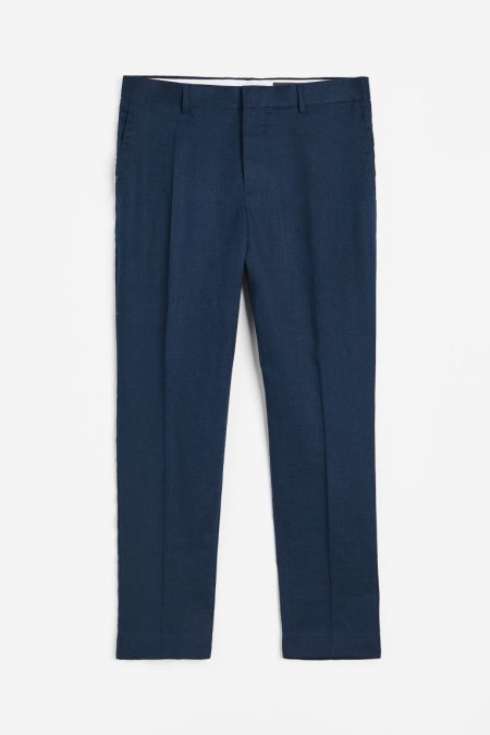 H & M - Linnen kostuumpantalon - Slim Fit - Blauw