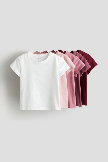 H & M - Set van 5 katoenen T-shirts - Rood