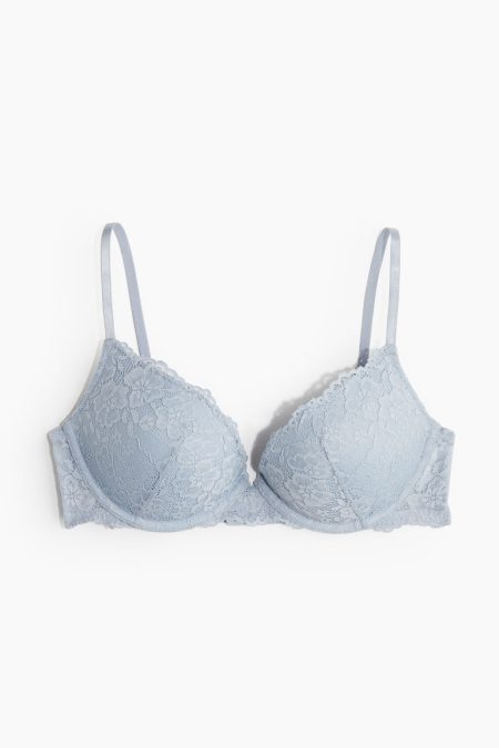 H & M - Kanten superpush-up bh - Blauw