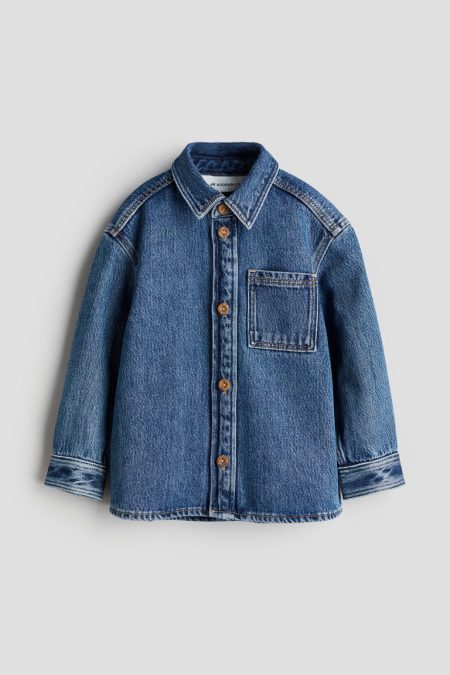 H & M - Denim overshirt van katoenmix - Blauw