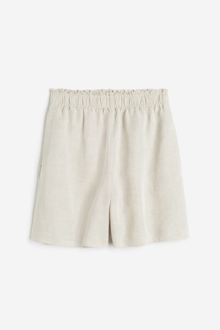 H & M - Pull-on short van linnenmix - Beige