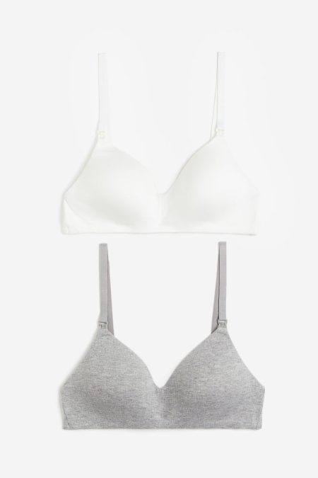 H & M - MAMA Set van 2 padded voedings-bh's van katoen - Grijs