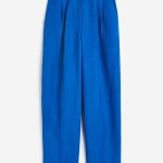 H & M - Broek van linnenmix met smal toelopende pijpen - Blauw