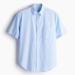 H & M - Overhemd met korte mouwen - Regular Fit - Blauw