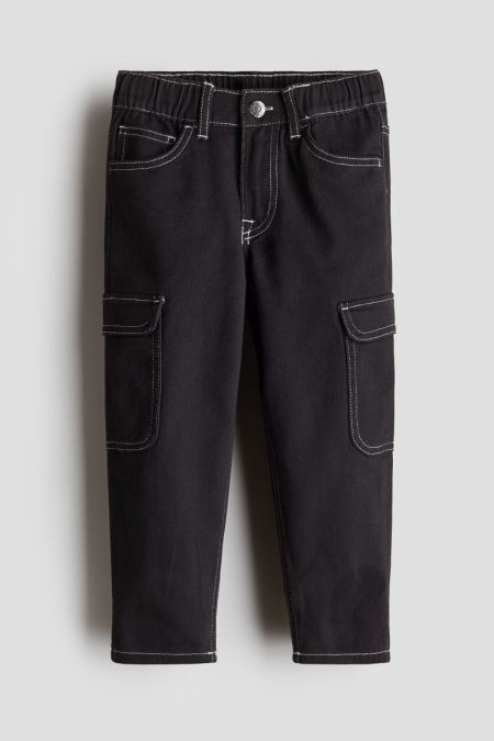 H & M - Relaxed Tapered Fit Jeans - Zwart