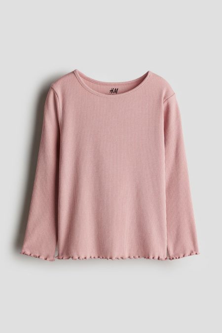 H & M - Tricot top met lange mouwen - Roze