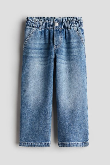 H & M - Wide Leg paperbagjeans - Blauw