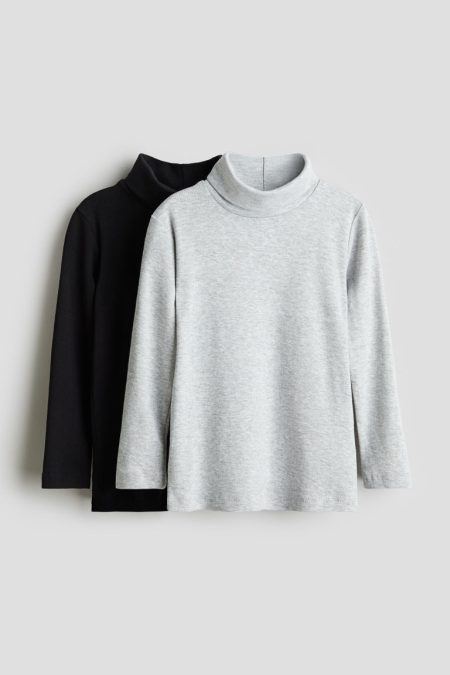 H & M - Set van 2 shirts met col - Grijs