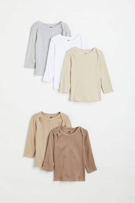 H & M - Set van 5 katoenen shirts - Beige