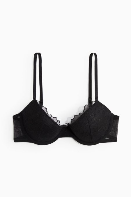 H & M - Push-up demi-bh met borduursel - Zwart