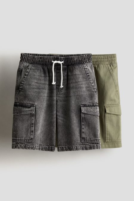 H & M - Set van 2 utilityshorts - Grijs