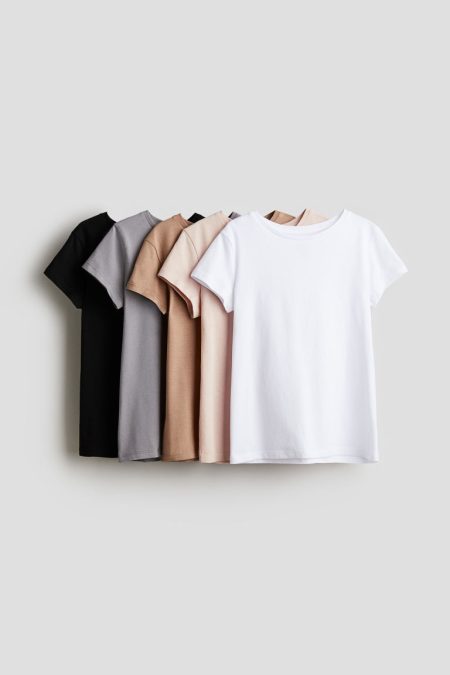 H & M - Set van 5 katoenen T-shirts - Wit