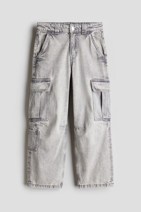 H & M - Utilityjeans met wijde pijpen - Grijs