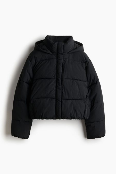 H & M - Pufferjack met capuchon - Zwart