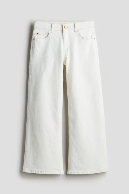 H & M - Loose Fit Wide Leg Low Jeans - Wit