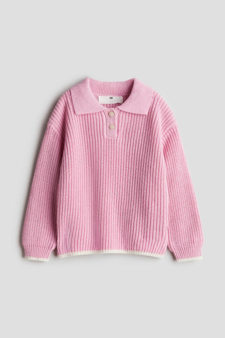 H & M - Ribgebreide polotrui - Roze