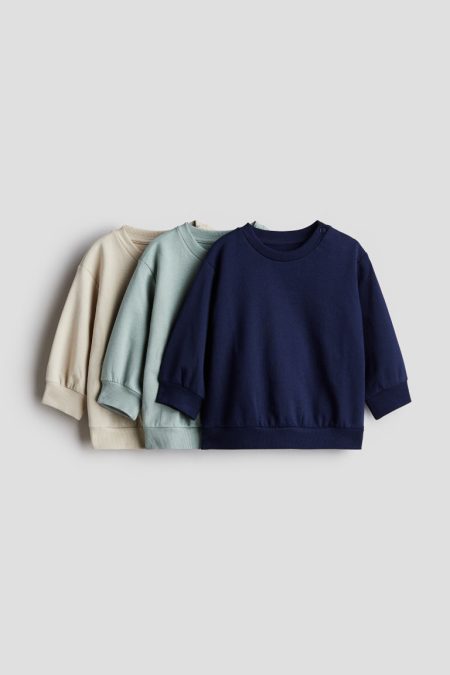 H & M - Set van 3 katoenen sweaters - Blauw