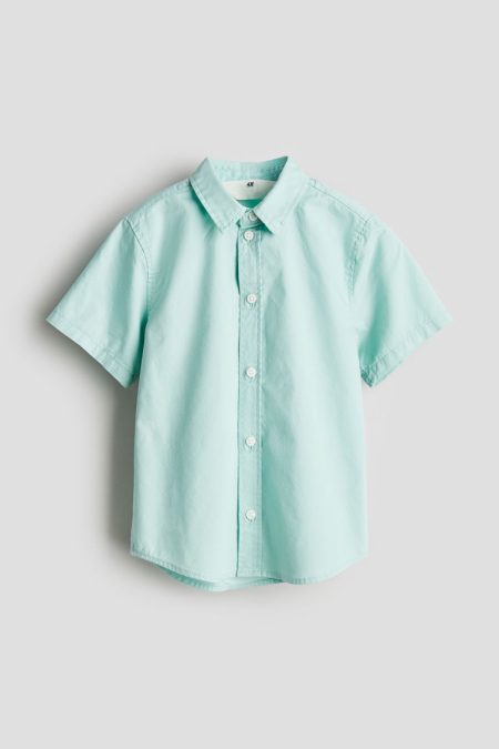 H & M - Katoenen overhemd met korte mouwen - Turquoise