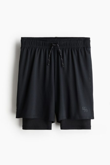 H & M - Dubbellaagse sportshort van DryMove™ - Zwart