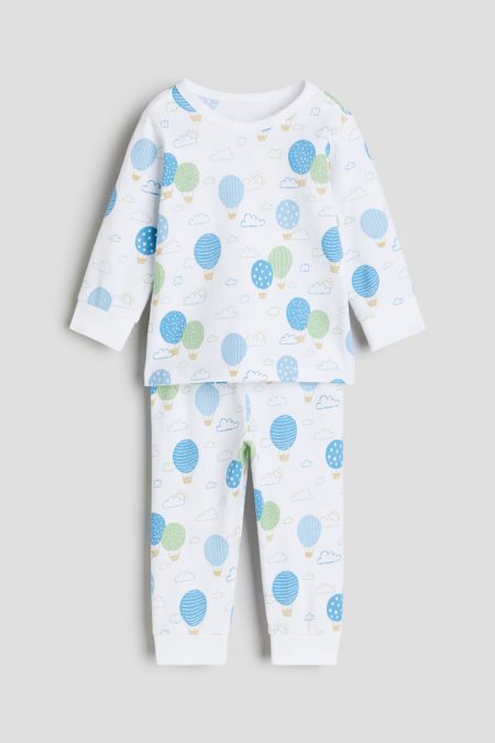 H & M - Katoenen pyjama met print - Blauw