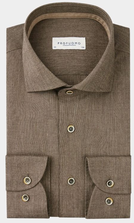 Profuomo Business hemd lange mouw Bruin PPVH30001D/203