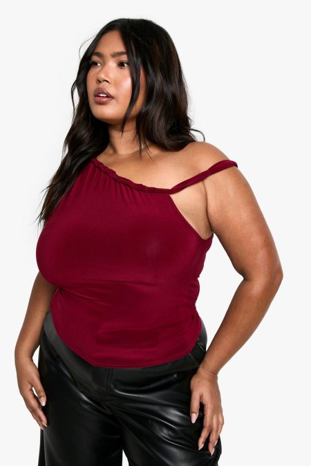 Plus Geknoopte Asymmetrische Off Shoulder Top