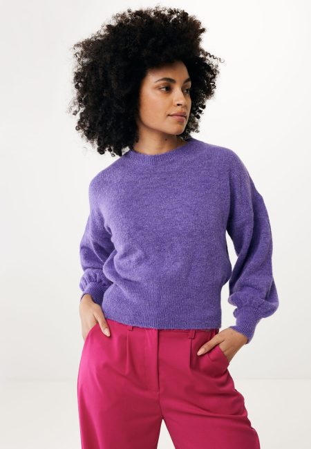 Pullover with puff sleeve Purple