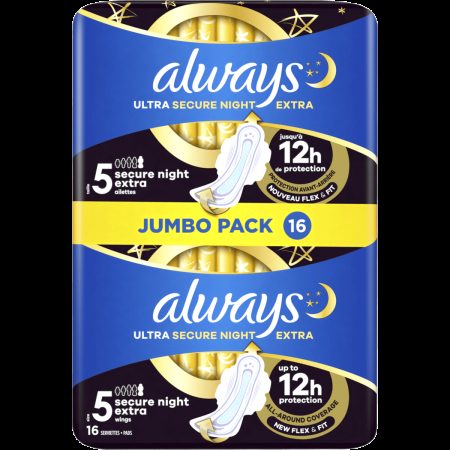 Always Always Ultra secure Night Maandverband met extra vleugels - 16 stuks