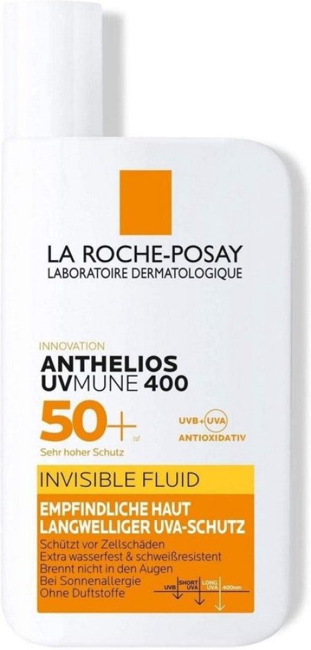 La Roche Posay La Roche-Posay Anthelios UVMUNE 400 Onzichtbare Zonnebrand Fluide SPF50+ - Zeer Hoge Bescherming - Alle Huidtypes - 50 ml