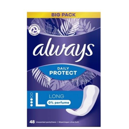 Always Always Daily Protect Inlegkruisjes Long 0% Perfume 48 stuks