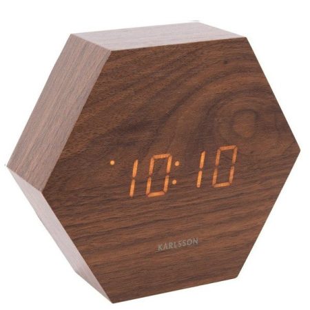 Hexagon wekker bruin