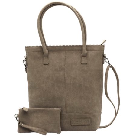 Zebra Natural Shopper met rits Dark Brown