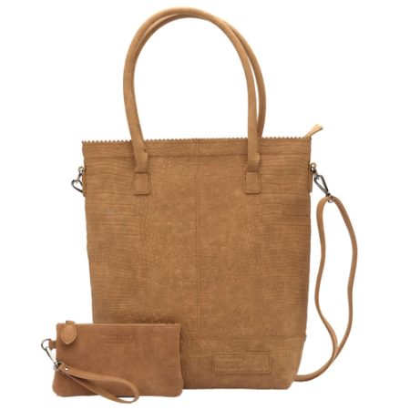 Zebra Natural Shopper Croco met rits Camel