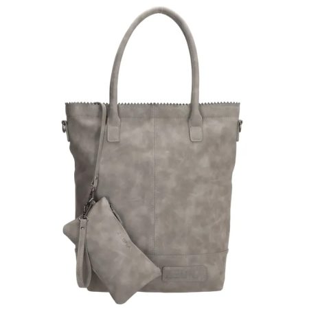 Zebra Natural Shopper met rits Middengrijs Suedine