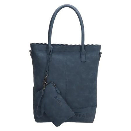 Zebra Natural Shopper met rits Jeans Blauw Suedine