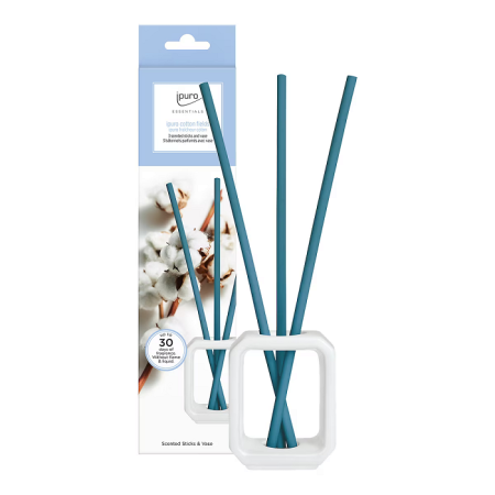 Ipuro Scented Sticks&Vase Set Cotton Fields (wit)