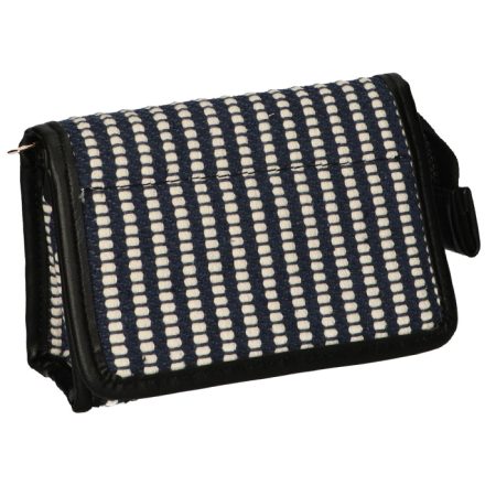 Make-up tasje met spiegel Stripe blauw/crème