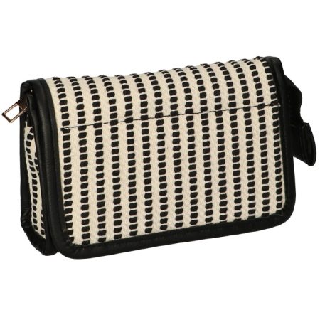 Make-up tasje met spiegel Stripe zwart/crème