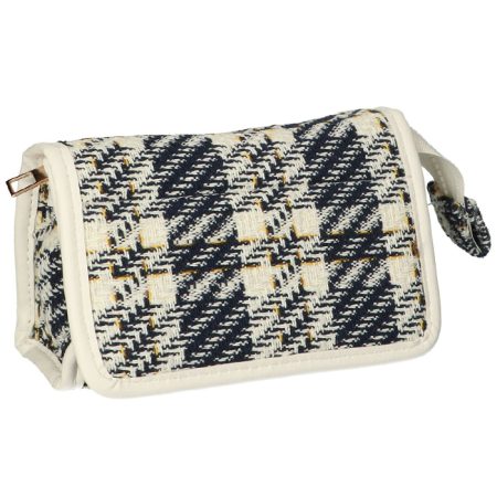 Make-up tasje met spiegel Tweed Ruit