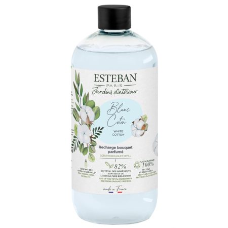Esteban Jardins d'Intérieur Blanc Coton navulling geurstokjes 500 ml