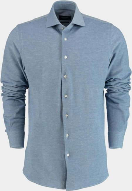 Profuomo Business hemd lange mouw Blauw piqué slim fit PP0H0A050/420