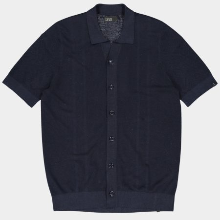 Butcher of Blue Casual hemd korte mouw Blauw Aidan Knit Shirt M2516003/890