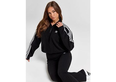 adidas Originals 3-Stripes Polar 1/4 Zip Sweatshirt - Black- Dames