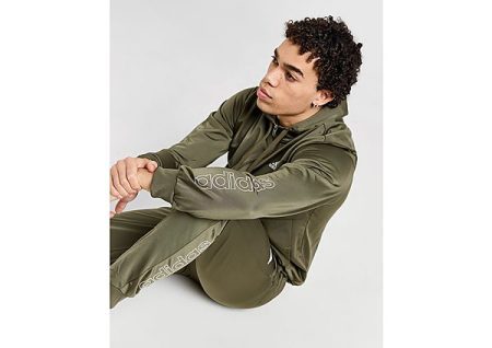 adidas Poly Linear Full Zip Tracksuit - Khaki- Heren