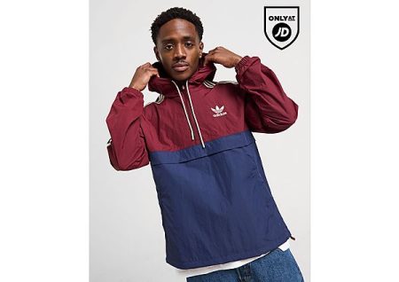 adidas Originals Overhead 1/2 Zip Windbreaker Jacket - Red- Heren